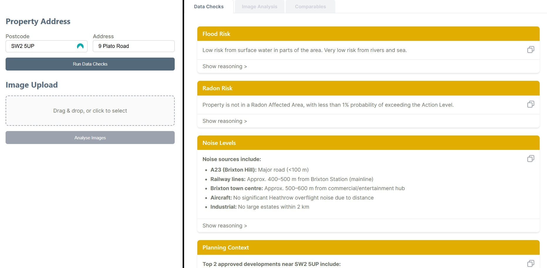 Data checks screenshot